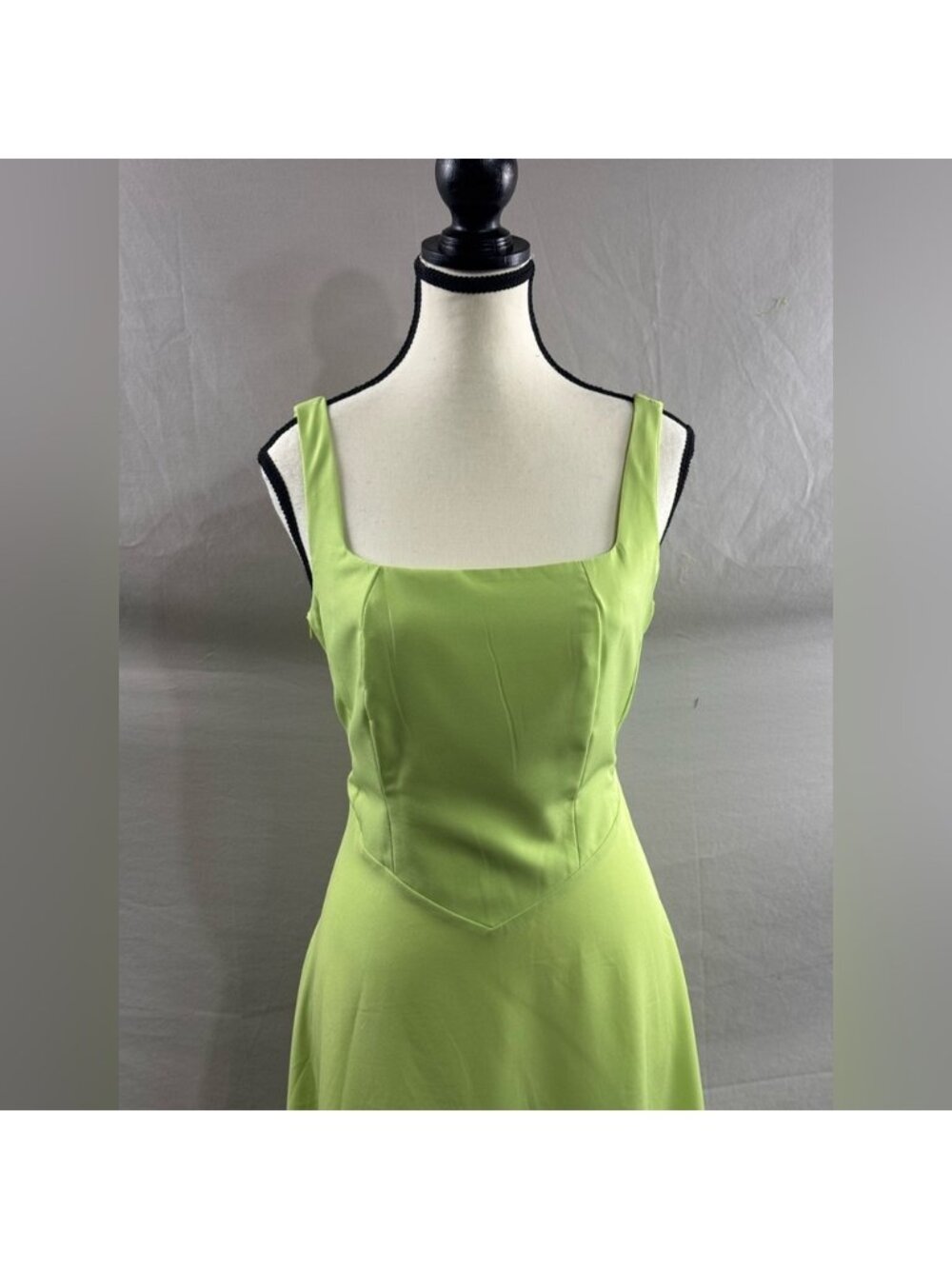 A-Line Sexy Bodice Midi Dress Lime Green - Picture 7 of 9